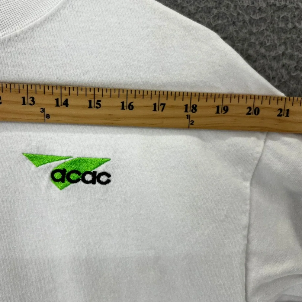 VTG Y2k Cotton Deluxe Anvil White Long Sleeve Mock Neck ACAC Logo T-Shirt Men L